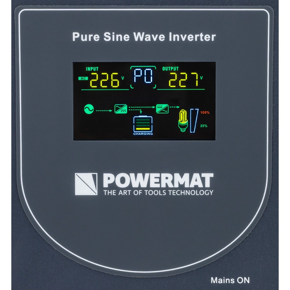 POWERMAT PM-UPS-1500MP Záložní zdroj UPS 1500VA / 1200W s LCD 24V pro PC servery