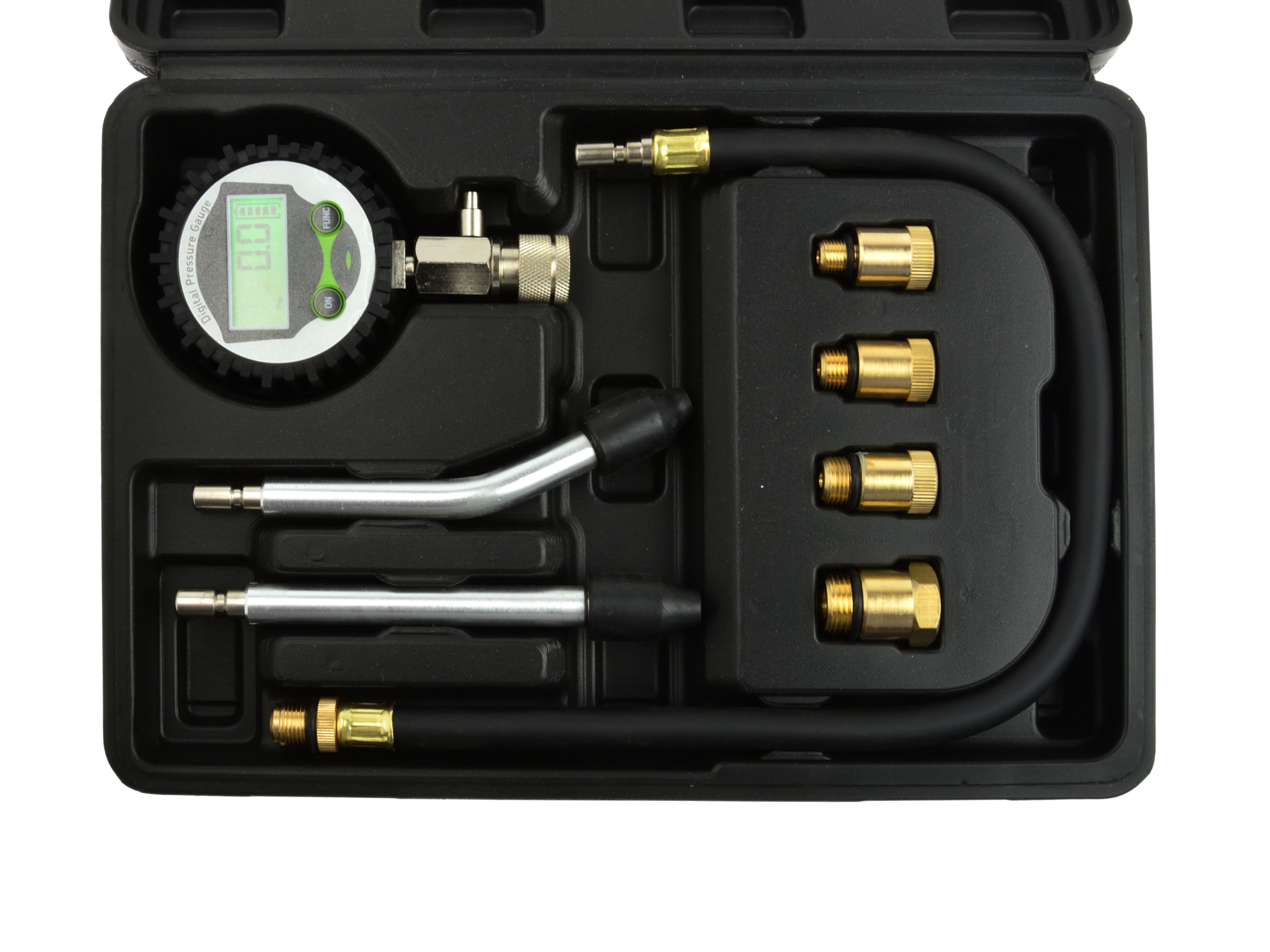 GEKO G02509 Kompresiometr pro zážehové motory, LCD displej, sada 8ks, tester komprese