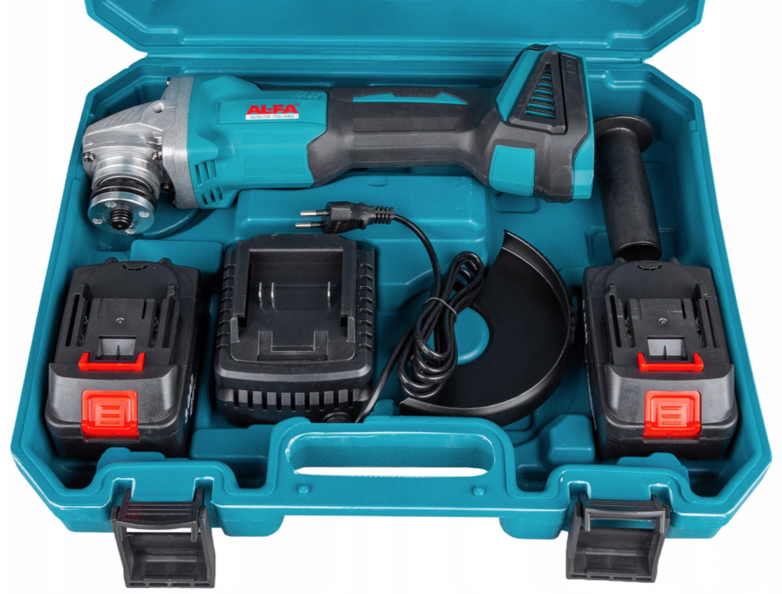 AL-FA ALAGC125-A3 Aku úhlová bruska 125mm akumulátorová 36V 2x Li-ion 3Ah + 2 kotouče