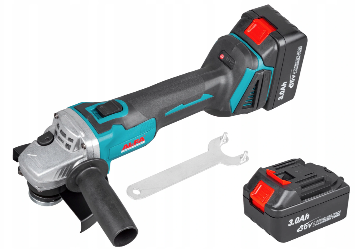 AL-FA ALAGC125-A3 Aku úhlová bruska 125mm akumulátorová 36V 2x Li-ion 3Ah + 2 kotouče