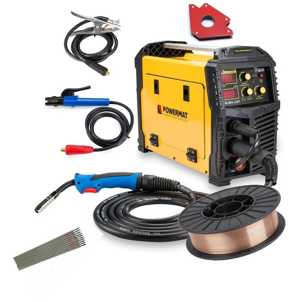 Powermat PM-IMG-230T INVERTOROVÁ SVÁŘEČKA MIG MAG TIG MMA 230A kukla sada