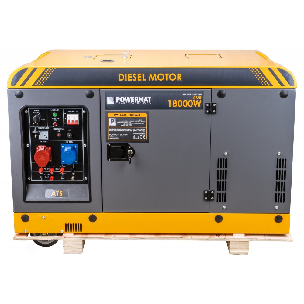 POWERMAT PM-AGR-18000MD DIESELOVÝ GENERÁTOR / Elektrocentrála 18KW 30HP 230V 400V AVR