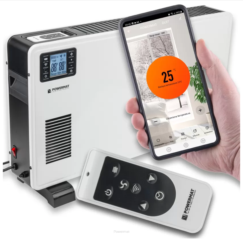 POWERMAT PM-GK-3500DLW Elektrický konvektorový ohřívač radiátor 2300W s termostatem WiFi