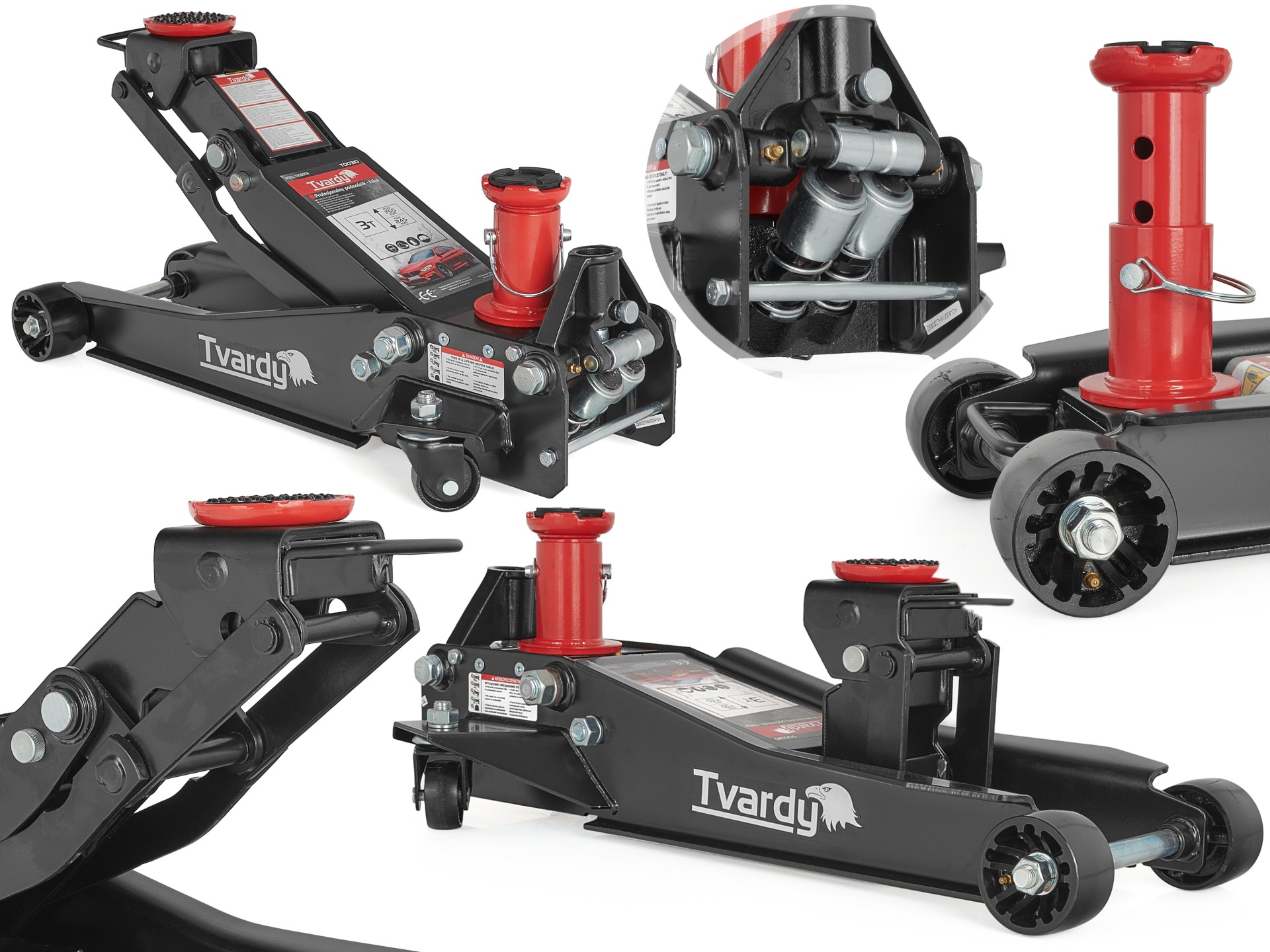 Tvardy T00310 Nízkoprofilový hydraulický zvedák 3T hever pod auto 9,8-77cm PROFI