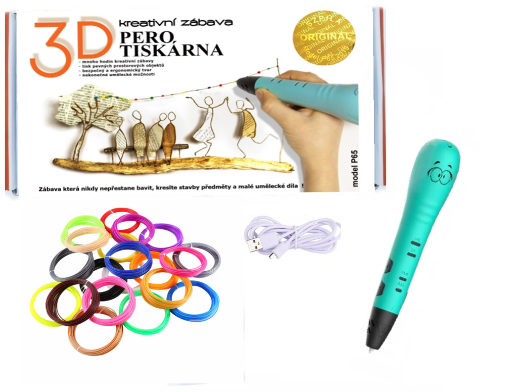 SZPILA P65-3D Tiskárna 3D tiskové pero tužka PEN P65 25m filamentů šablony kreativní dáreček