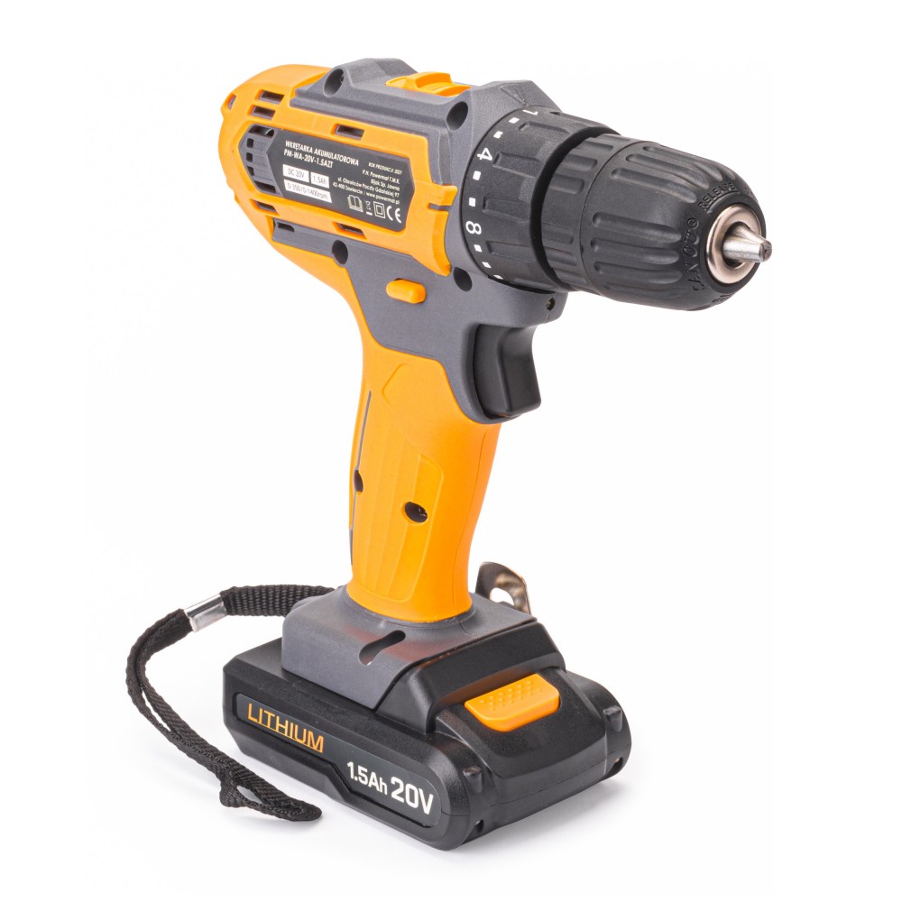 POWERMAT PM-WA-20V-1.5AZT Aku 20V vrtací šroubovák vrtačka + nabíječka sada 28ks
