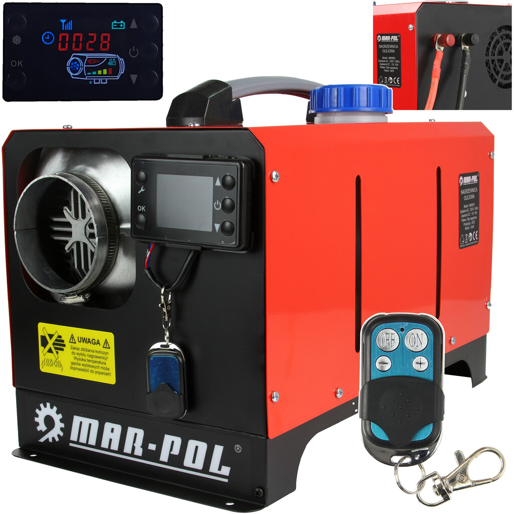 MAR-POL M80951 Naftový ohřívač vzduchu, topidlo s termostatem 12kW, uzavřená spalovací komora webasto