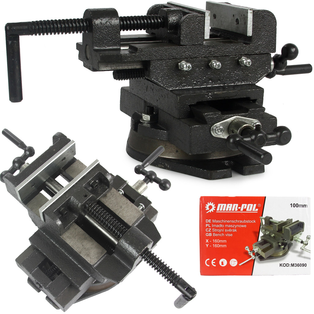 MAR-POL M36090 100mm Paralelní SVĚRÁK křížový otočný otáčivý dílenský strojní
