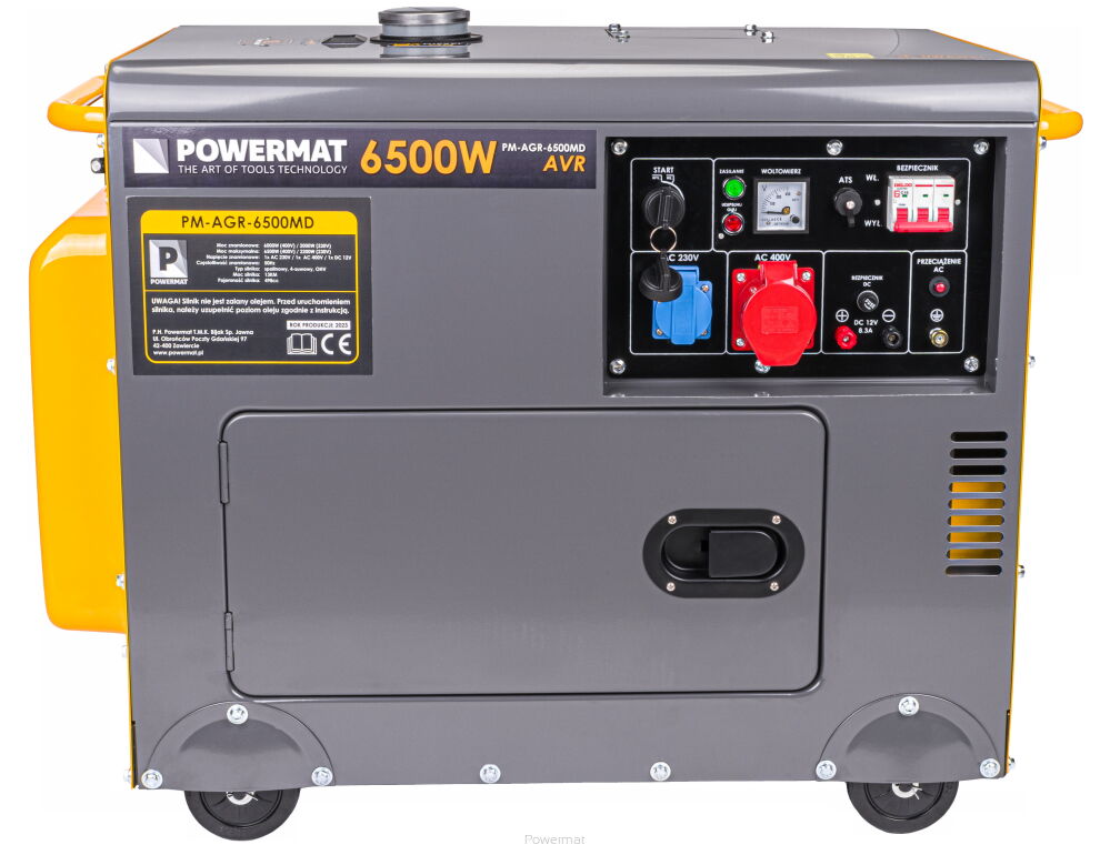 POWERMAT PM-AGR-6500MD DIESELOVÝ GENERÁTOR / Elektrocentrála 6,5KW 13HP 230V 400V ATS