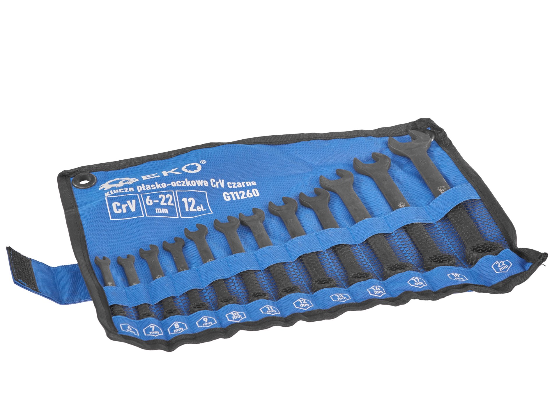 GEKO G11260 Klíče očkoploché 6-22mm, CrV-černé, sada 12ks