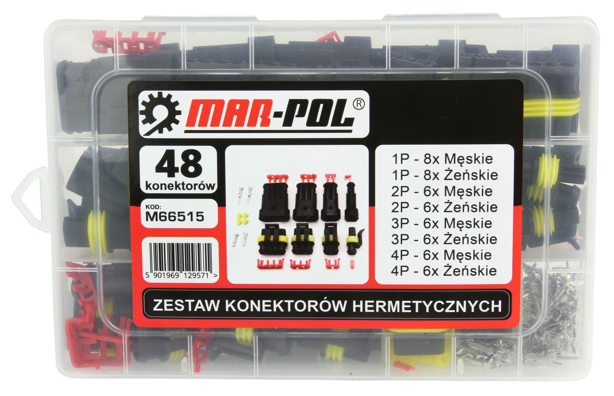 MAR-POL M66515 Sada hermetických elektrických konektorů 48ks