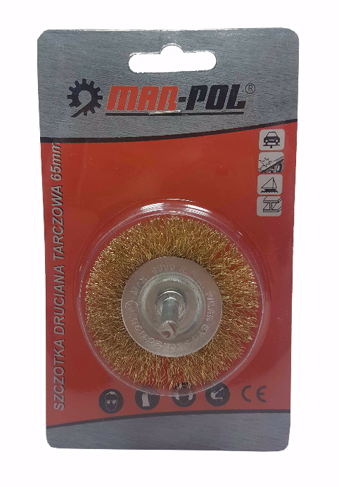 MAR-POL M06965 Ocelový drátěný kotouč kartáč na vrtačku 65mm 6mm