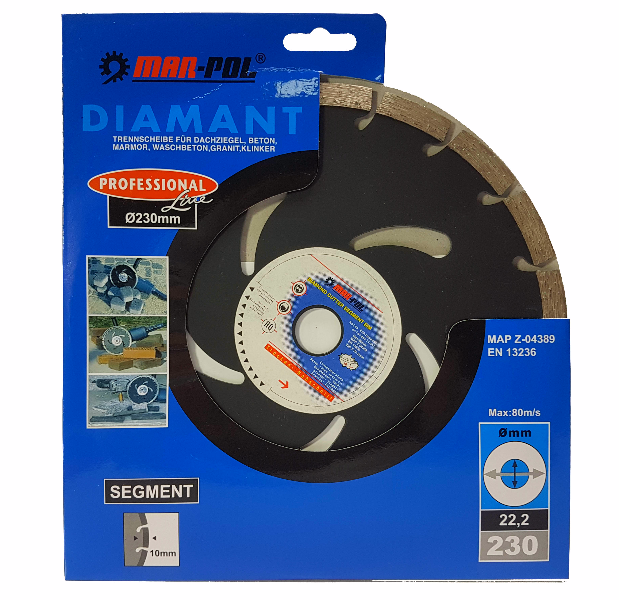 MAR-POL M08735 Kotouč diamantový segmentový 230mm na beton dlažbu