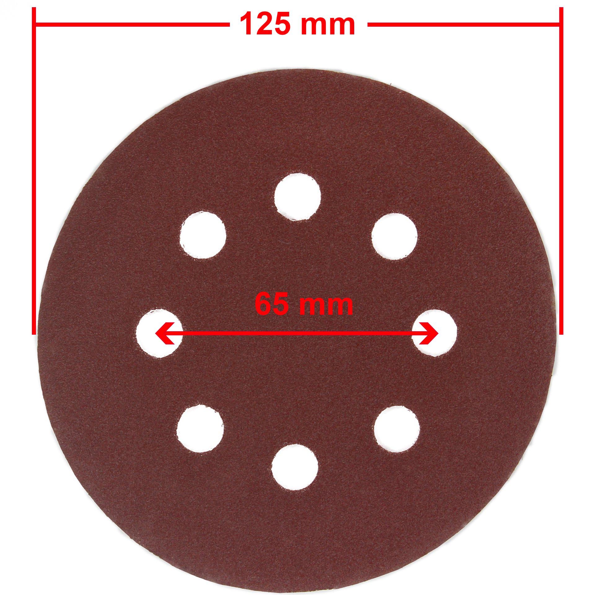 MAR-POL M08033 Brusný papír na kotouč 125mm P150 8 otvorů šmirgl papír 10 kus