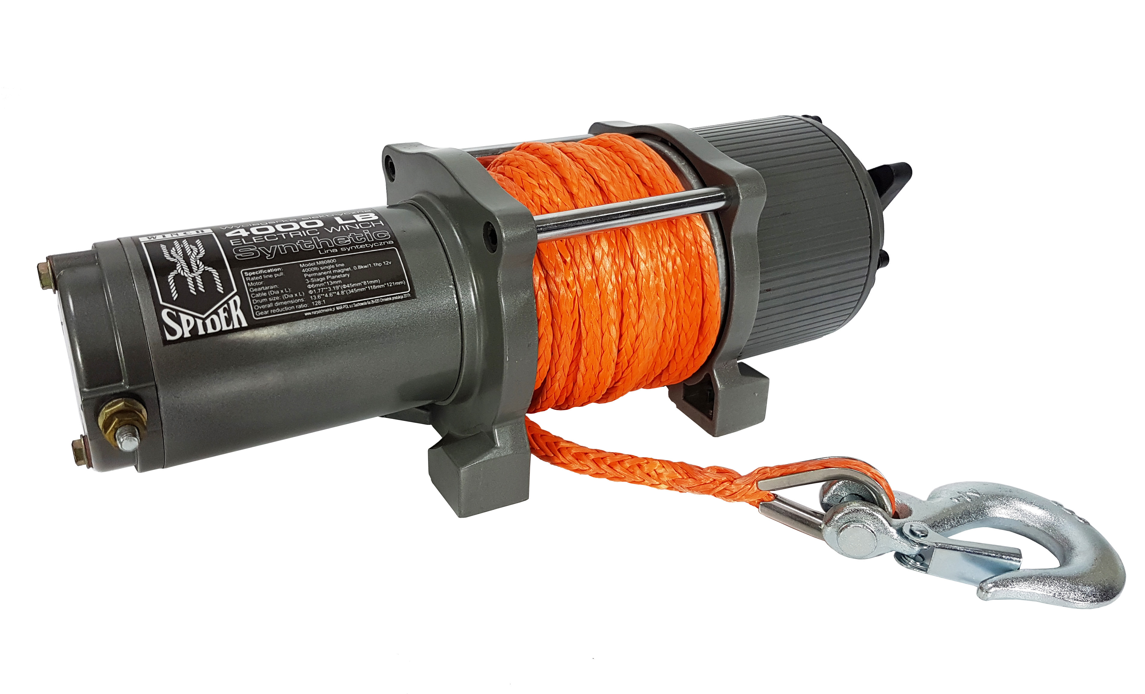 MAR-POL M80800 Kladkostroj, naviják akumulátorový 12V 1814kg, syntetické lano
