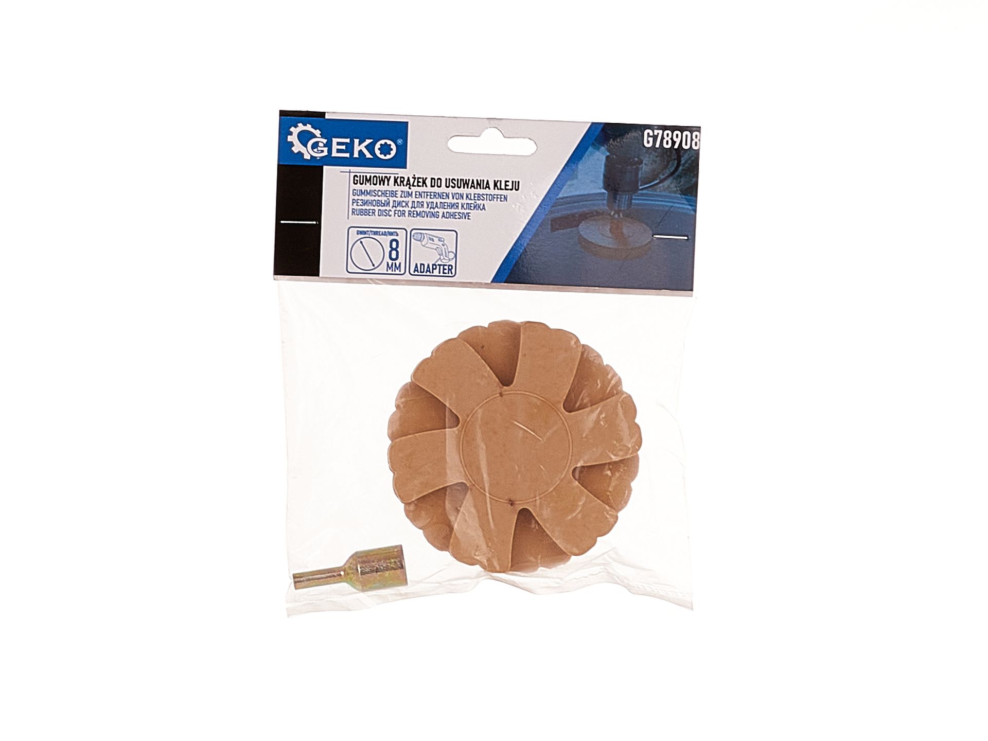 GEKO G78908 Gumový kotouč na odstraňování lepidla + adaptér pro vrtačku
