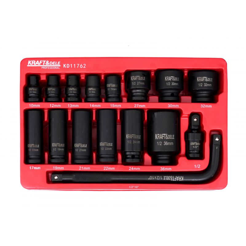 KRAFT&DELE KD11762 Nástrčné klíče hlavice 1/2" 16ks sada 6-hran