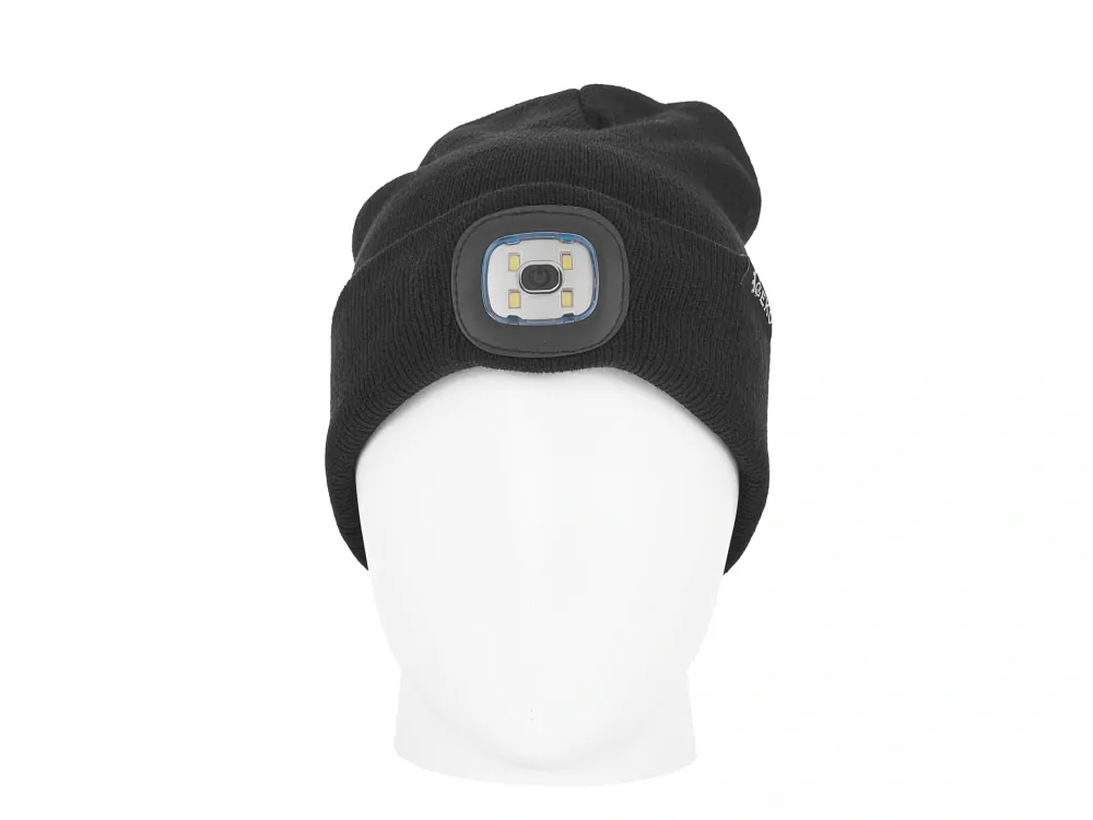 Geko G90407 Reflexní zimní čepice s čelovým LED světlem nabíjecí