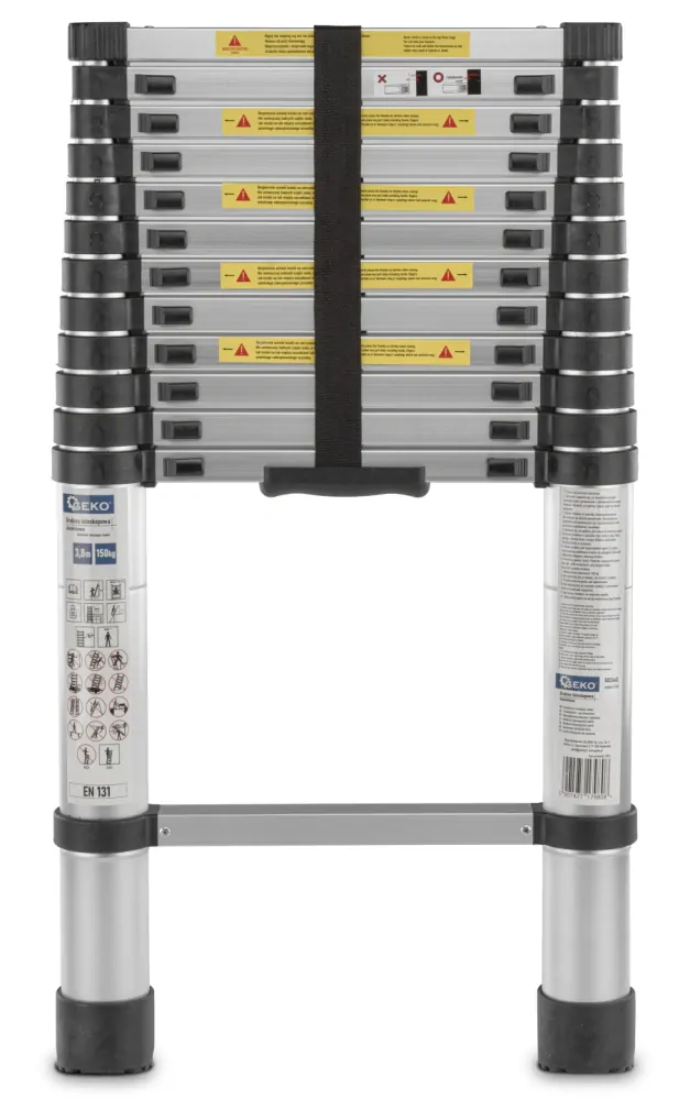 GEKO G02445 Hliníkový teleskopický žebřík 3,8 m 150 kg