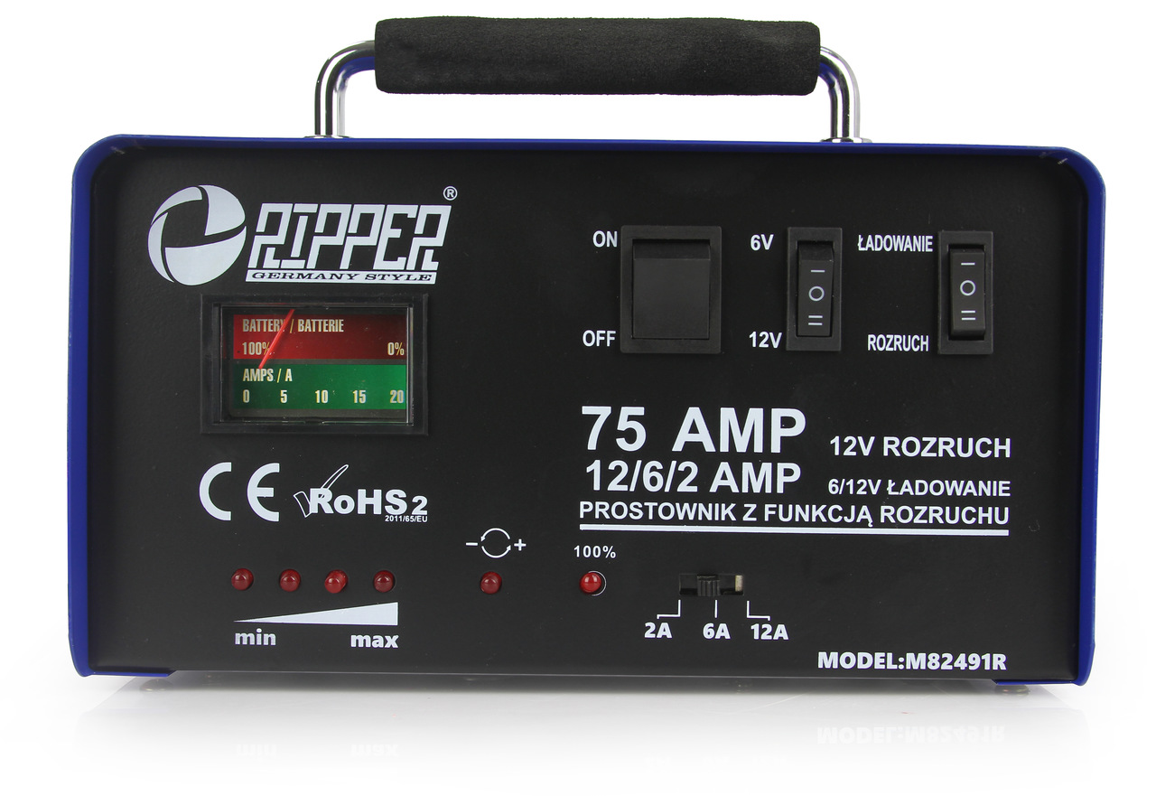 MAR-POL M82491R 75A AUTONABÍJEČKA SE STARTEM 6V/12V + kable RIPPER