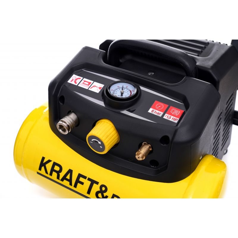 KRAFT&DELE KD1415 1,5HP Bezolejový kompresor 6l 8bar 180l/m