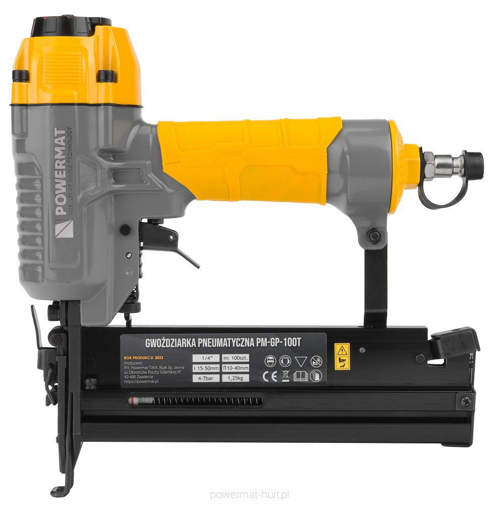 POWERMAT PM-GP-100T PNEUMATICKÁ HŘEBÍKOVAČKA SEŠÍVAČKA SPONKOVAČKA + KUFR