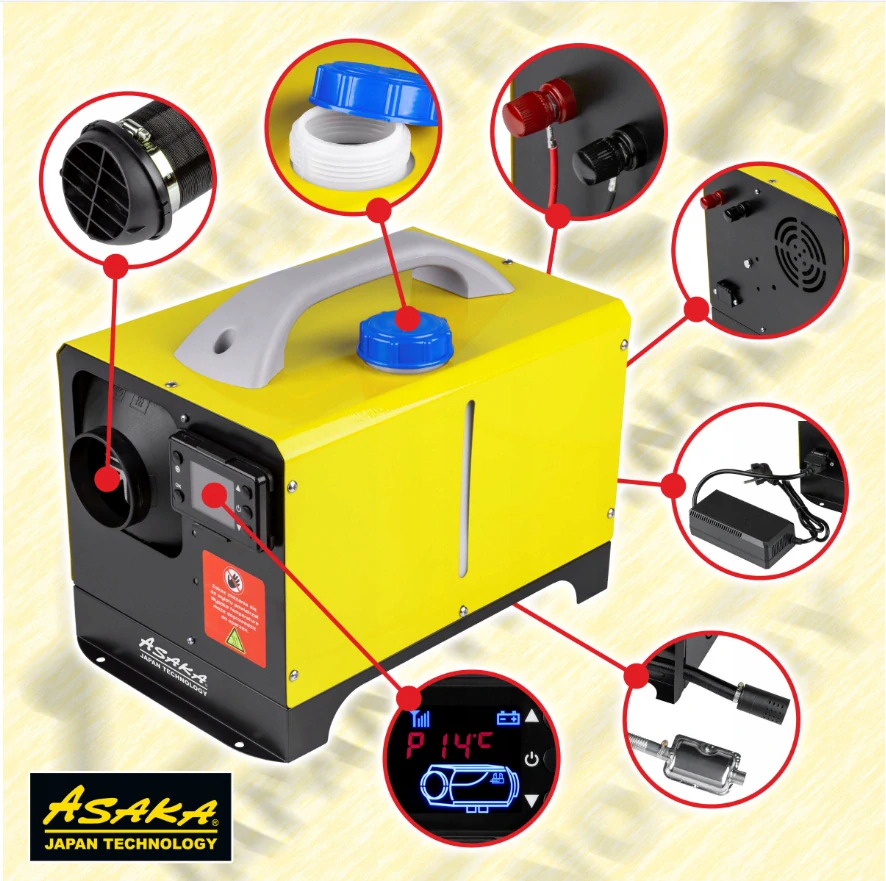 ASAKA ASOH8KW Ohřívač vzduchu topidlo do auta 8kW 230V 12V