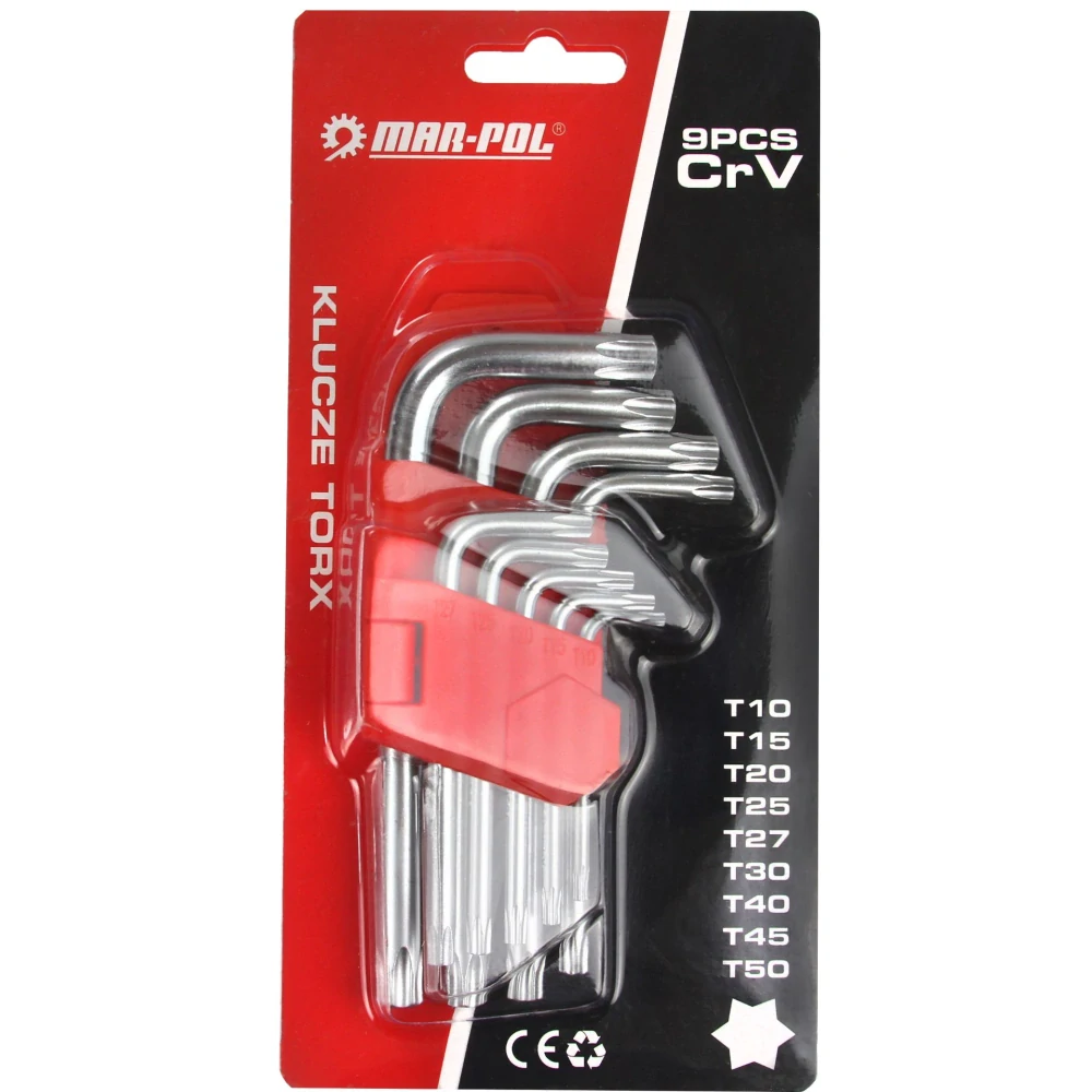 MAR-POL M66425 Sada krátkých klíčů, Torx klíče CrV 9ks