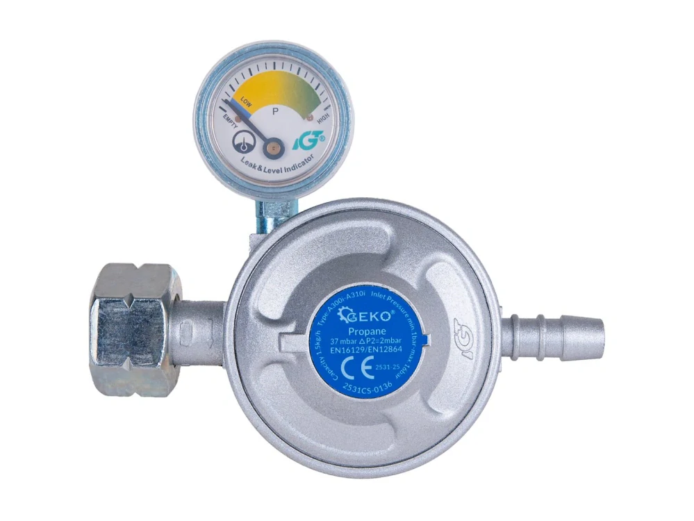 GEKO G80548 Reduktor regulátor plynu s tlakoměrem 37mbar 1,5kg/h