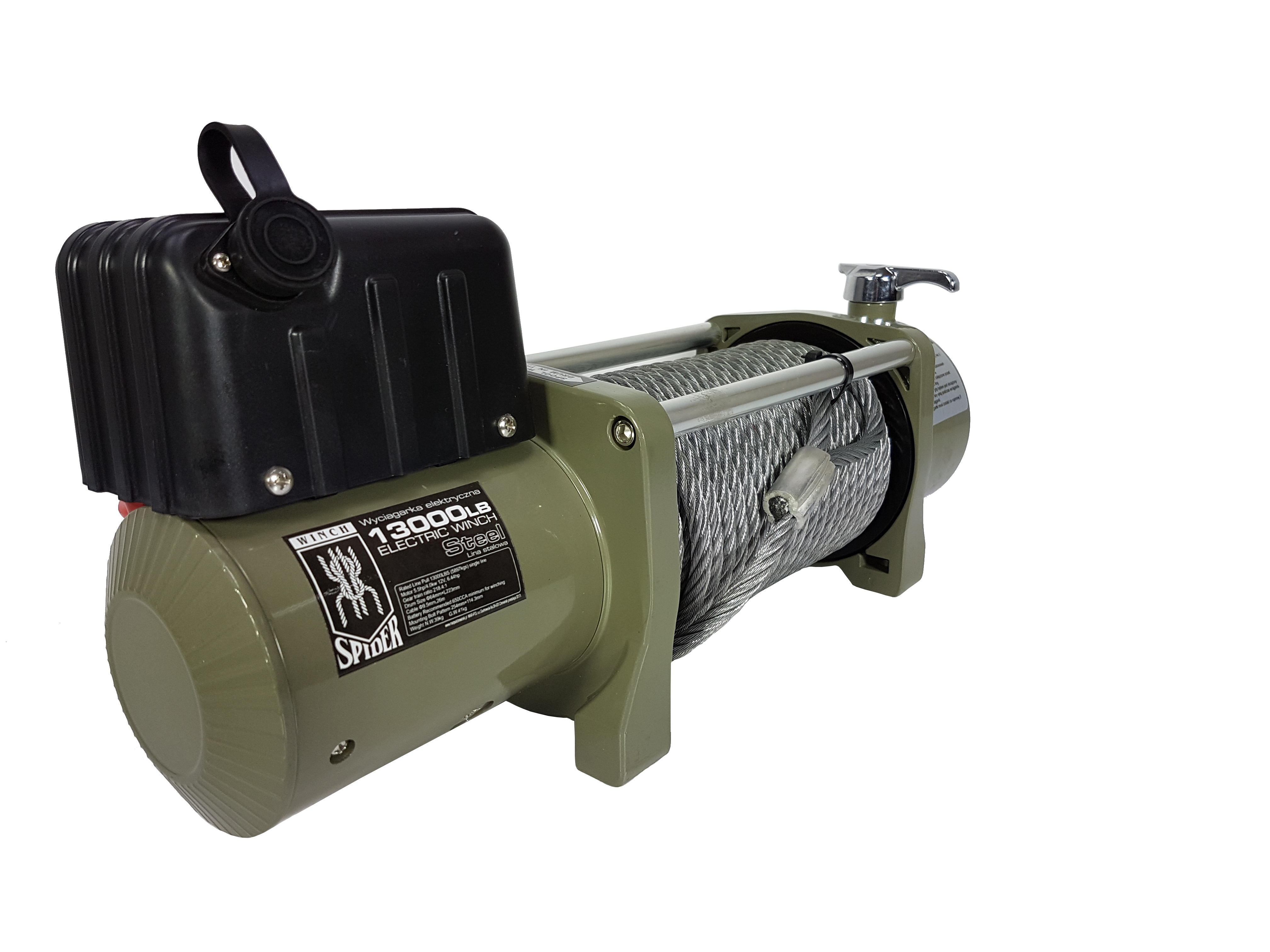 MAR-POL M80812 Kladkostroj, naviják akumulátorový 12V 5900kg, ocelové lano