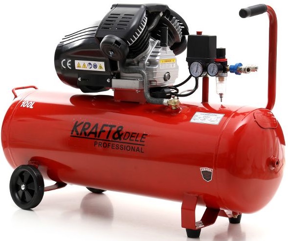 KRAFT&DELE KD1480 OLEJOVÝ KOMPRESOR 100L/3 kW/4,1 HP/1-8 bar/2 PÍSTY + ODLUČOVAČ 