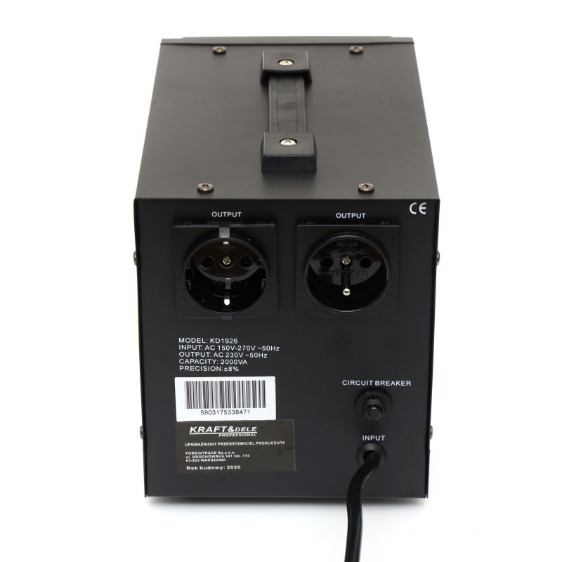 KRAFT&DELE KD1926 Stabilizátor napětí 2000VA 230V regulátor elektrické energie AVR