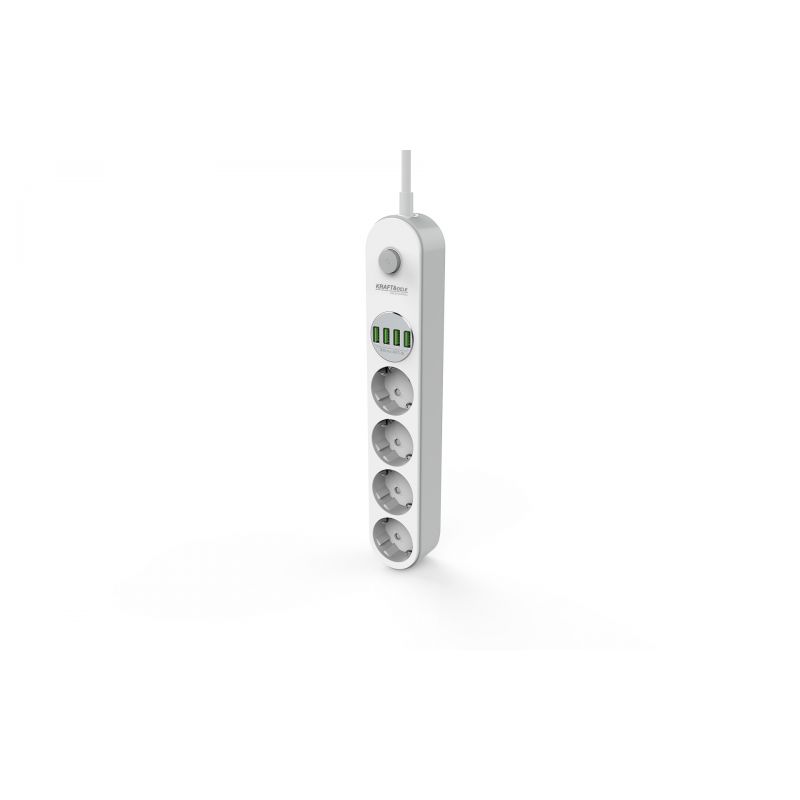 Kraft&Dele KD4030 2m Prodlužovací kabel s USB SE SPÍNAČEM 4 ZÁSUVKY a 4 USB