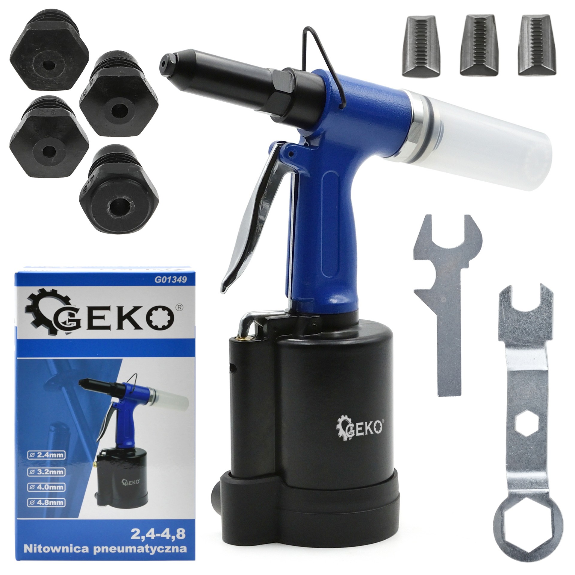 GEKO G01349 Pneumatická nýtovačka 2,4-4,8mm nýtovací nástroj, nýtovač