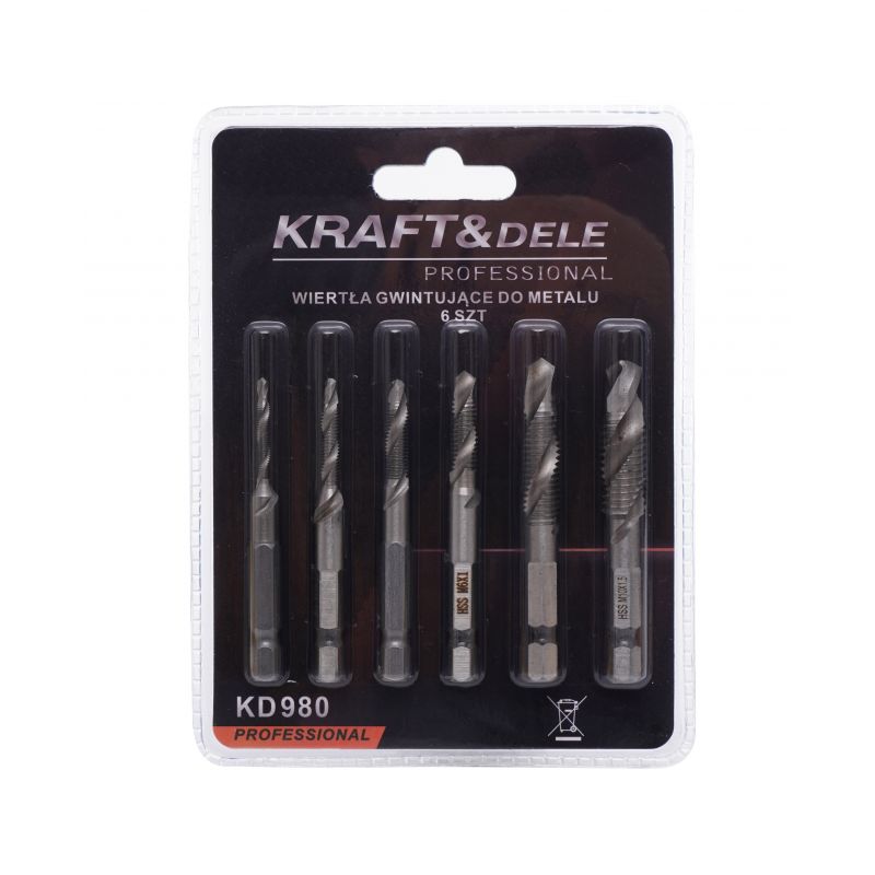 Kraft&Dele KD980 Závitové vrtáky sada vrtáky 6ks M3 - M10