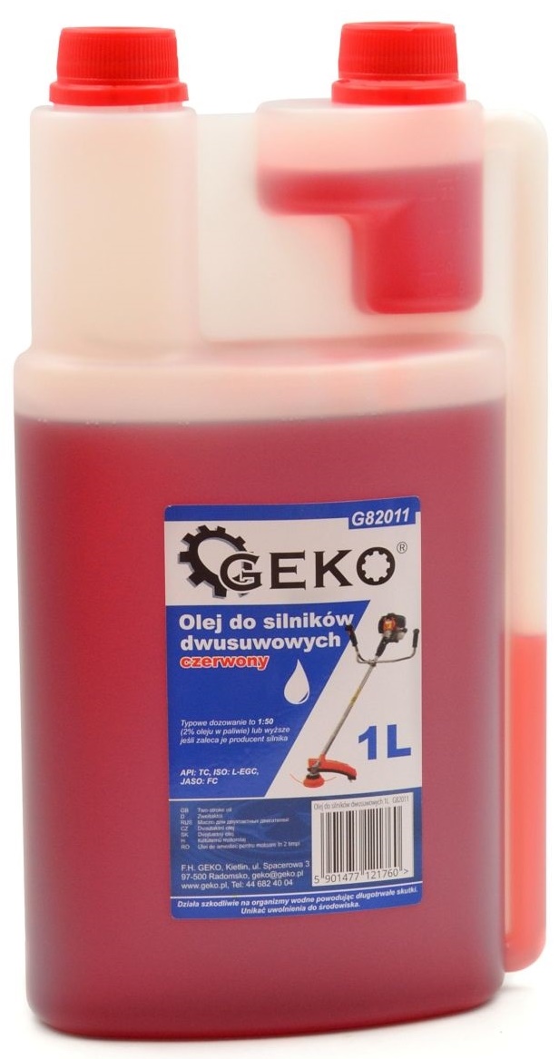 GEKO G82011 Olej pro dvoutaktní motory, křovinořezy a jine červený 1L