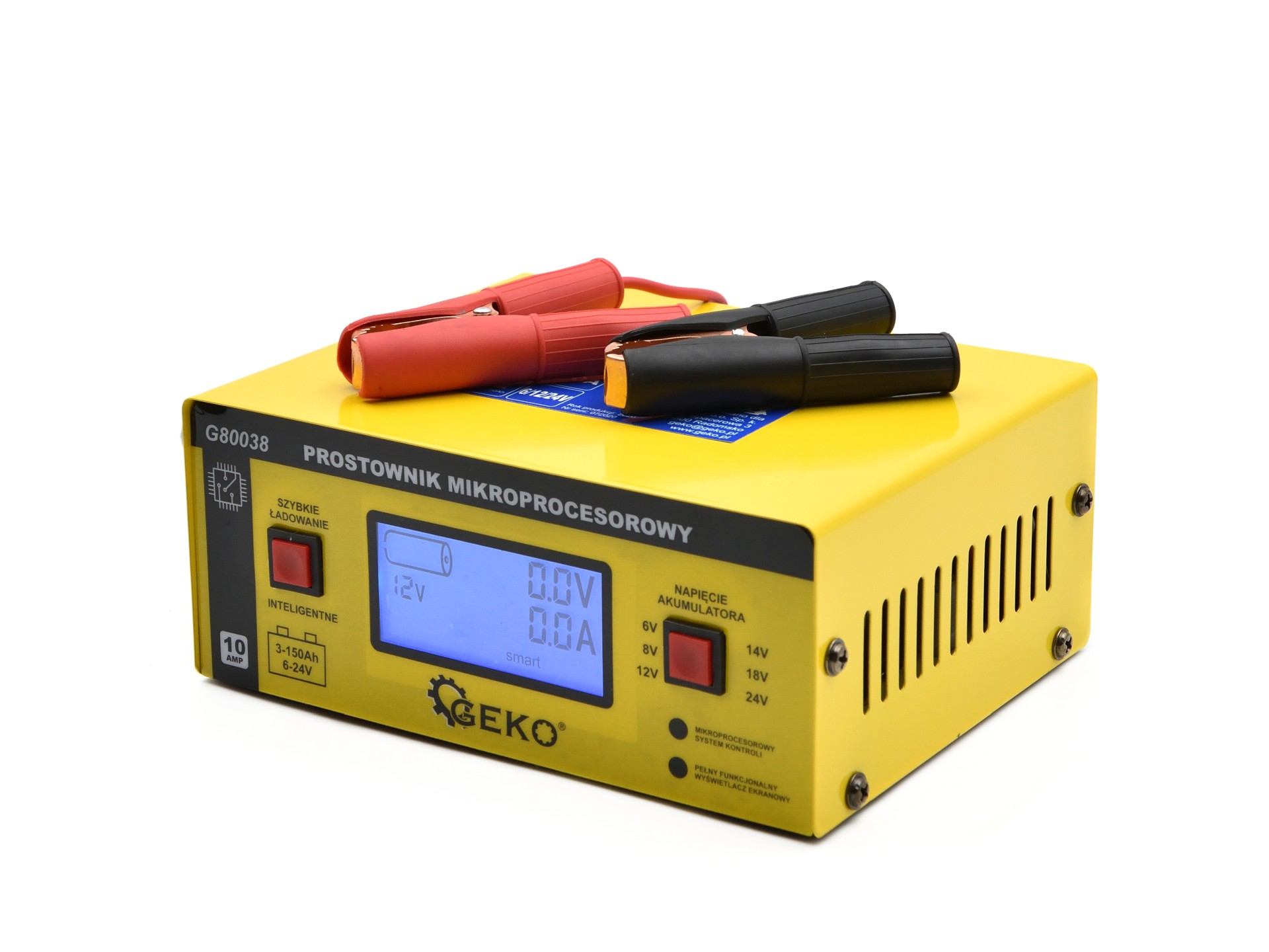 GEKO G80038 10A Mikroprocesorová nabíječka autobaterií LCD 6/12/24V