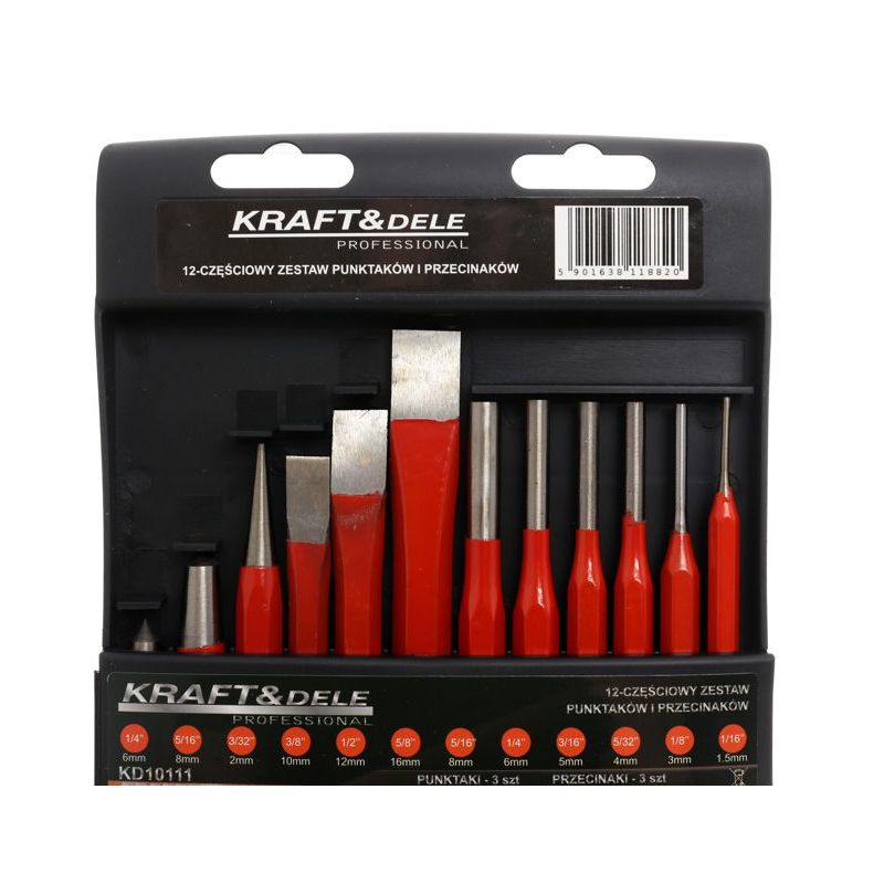 KRAFT&DELE KD10111 Průbojníky vyrážeče sekáče důlčík důlkovač děrovače sada 12ks