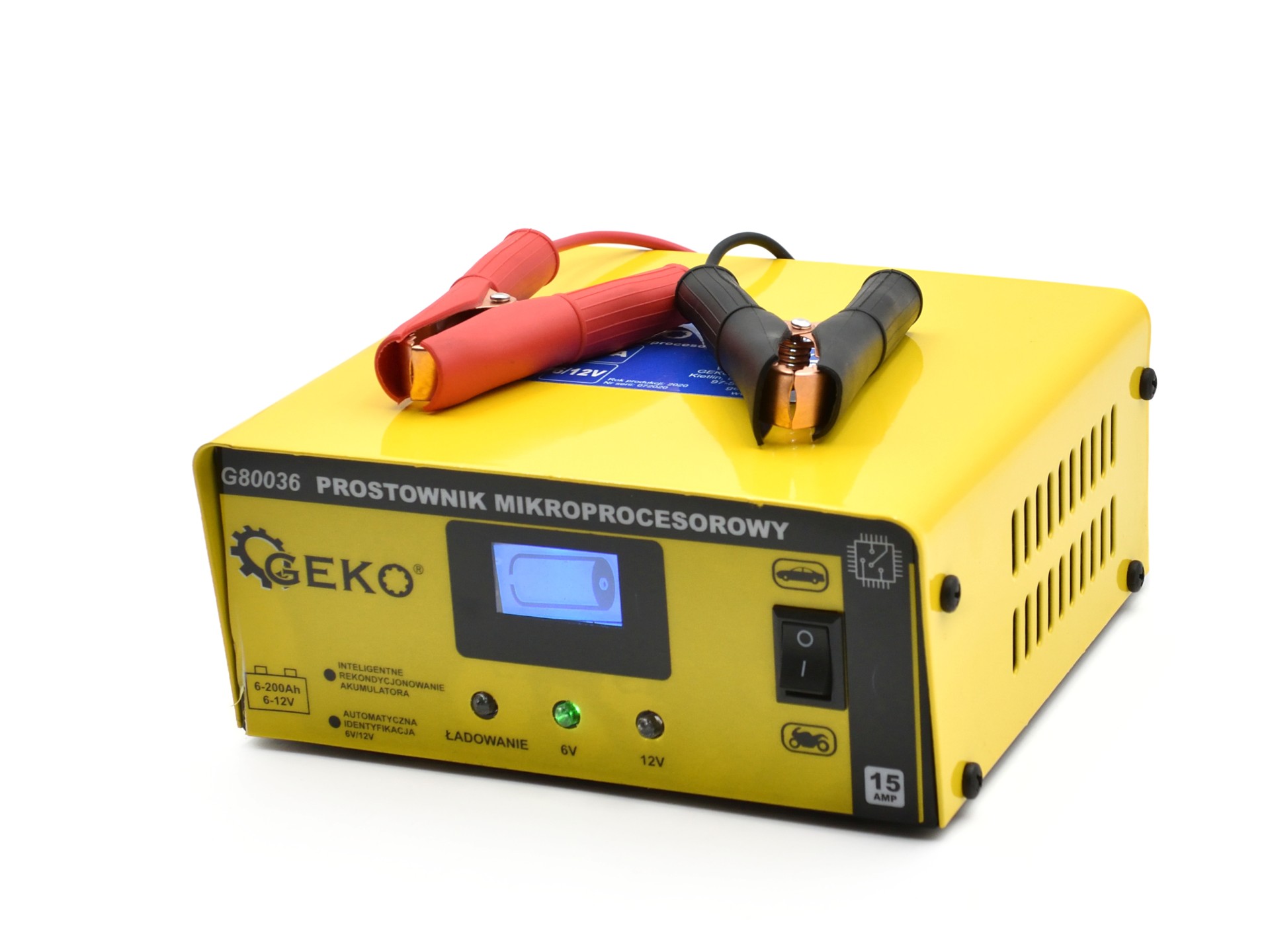 GEKO G80036 15A Mikroprocesorová nabíječka LCD 6/12V