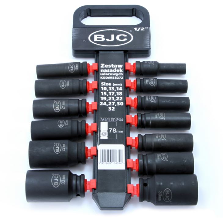 MAR-POL M58272 Sada nástrčných klíčů pro rázový utahovák BJC 1/2" 10-32mm klíče