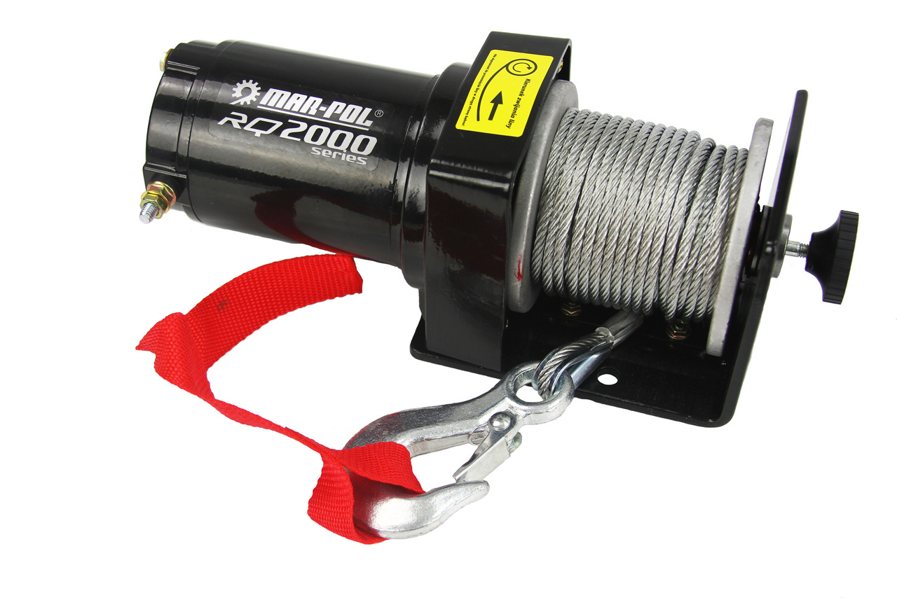MAR-POL M80760 Elektrický lanový naviják kladkostroj 12V 907kg RQ2000