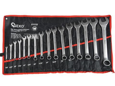 GEKO G11152 Klíče očkové ploché 16ks 1/4"-1 1/4" klíč vidlicový Sada klíčů