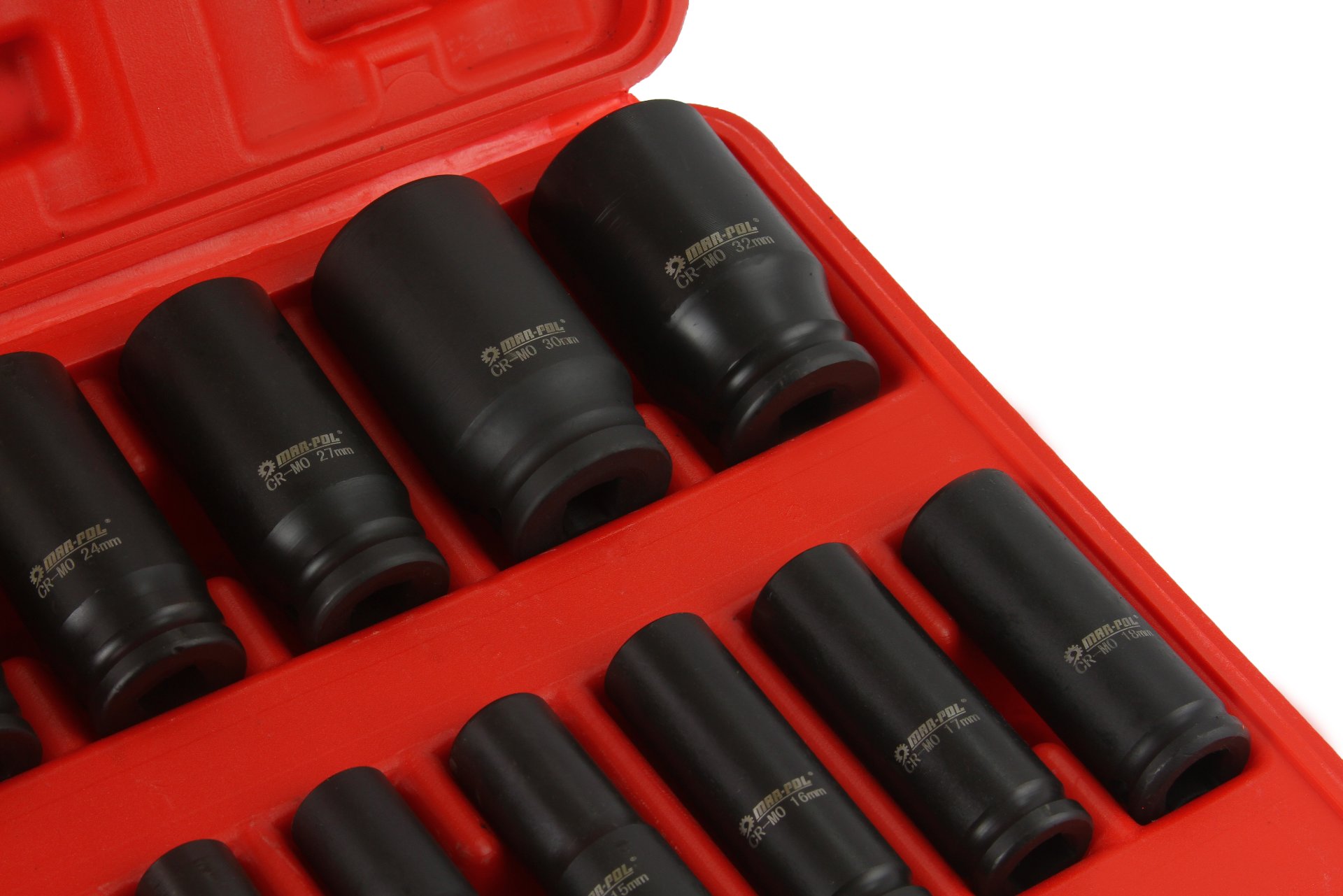 MAR-POL M58256 Nástrčné klíče hlavice sada 1/2" 10-32mm 16ks