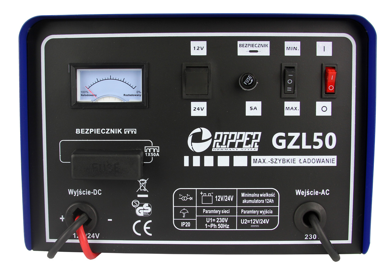 MAR-POL M82507R Autonabíječka baterií, startování GZL -50 12V/24V RIPPER