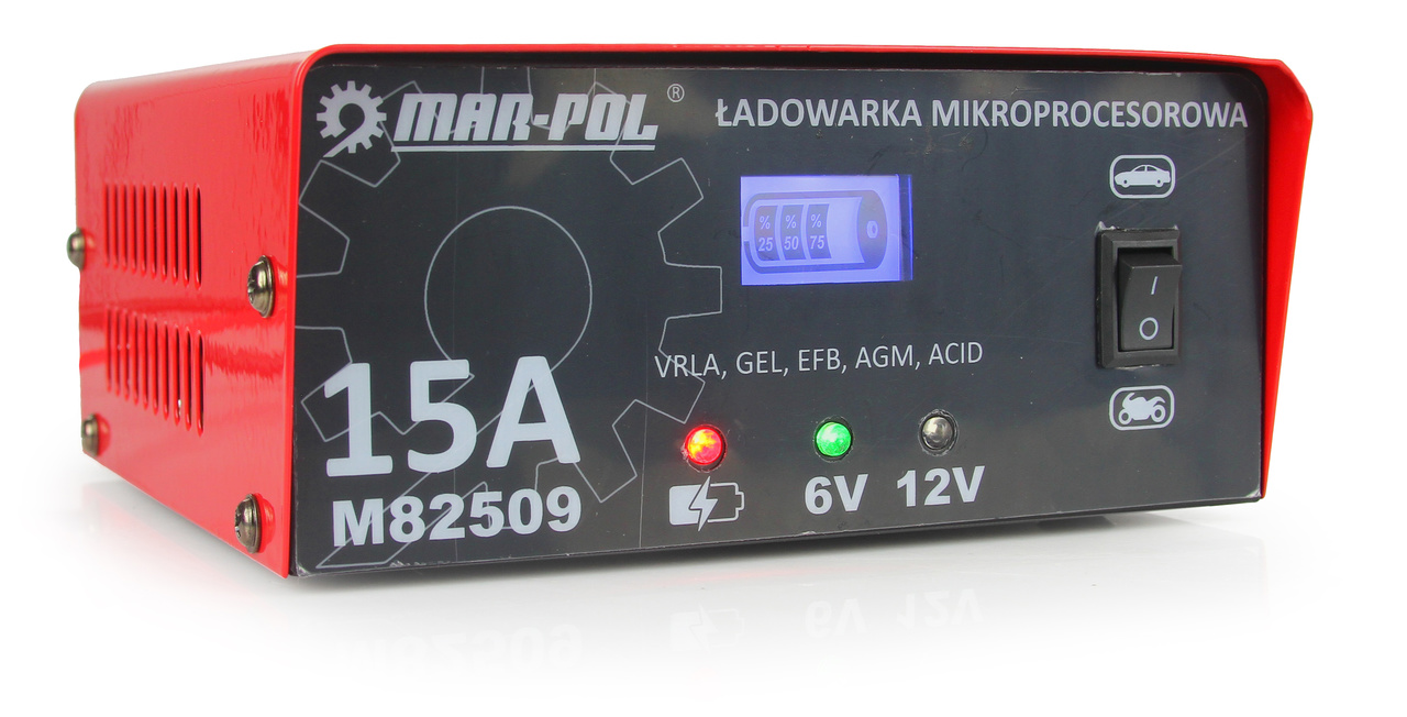 MAR-POL M82509 Autonabíječka baterií 6V/12V 15A mikroprocesorová