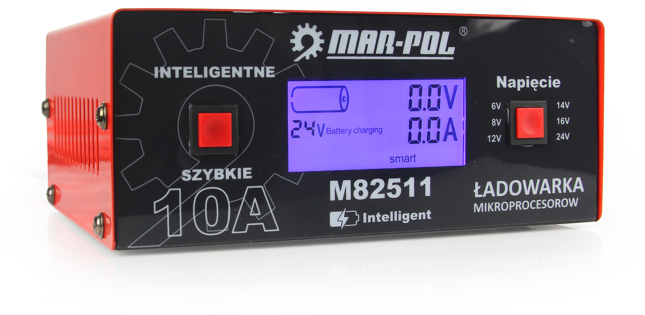 MAR-POL M82511 Autonabíječka baterií 6V / 8V / 12V / 14V / 16V / 24V 10A mikroprocesorová