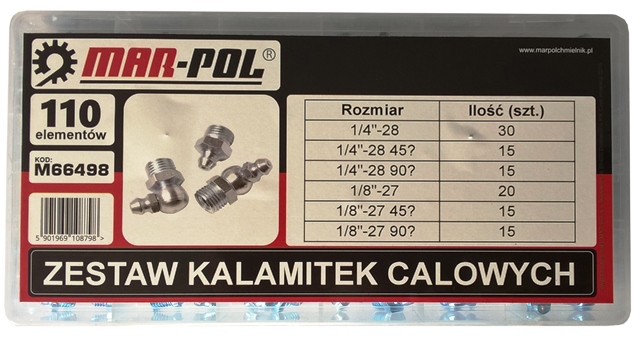 MAR-POL M66498 Sada mazacích hlavic 110 kusů mazničky maznice