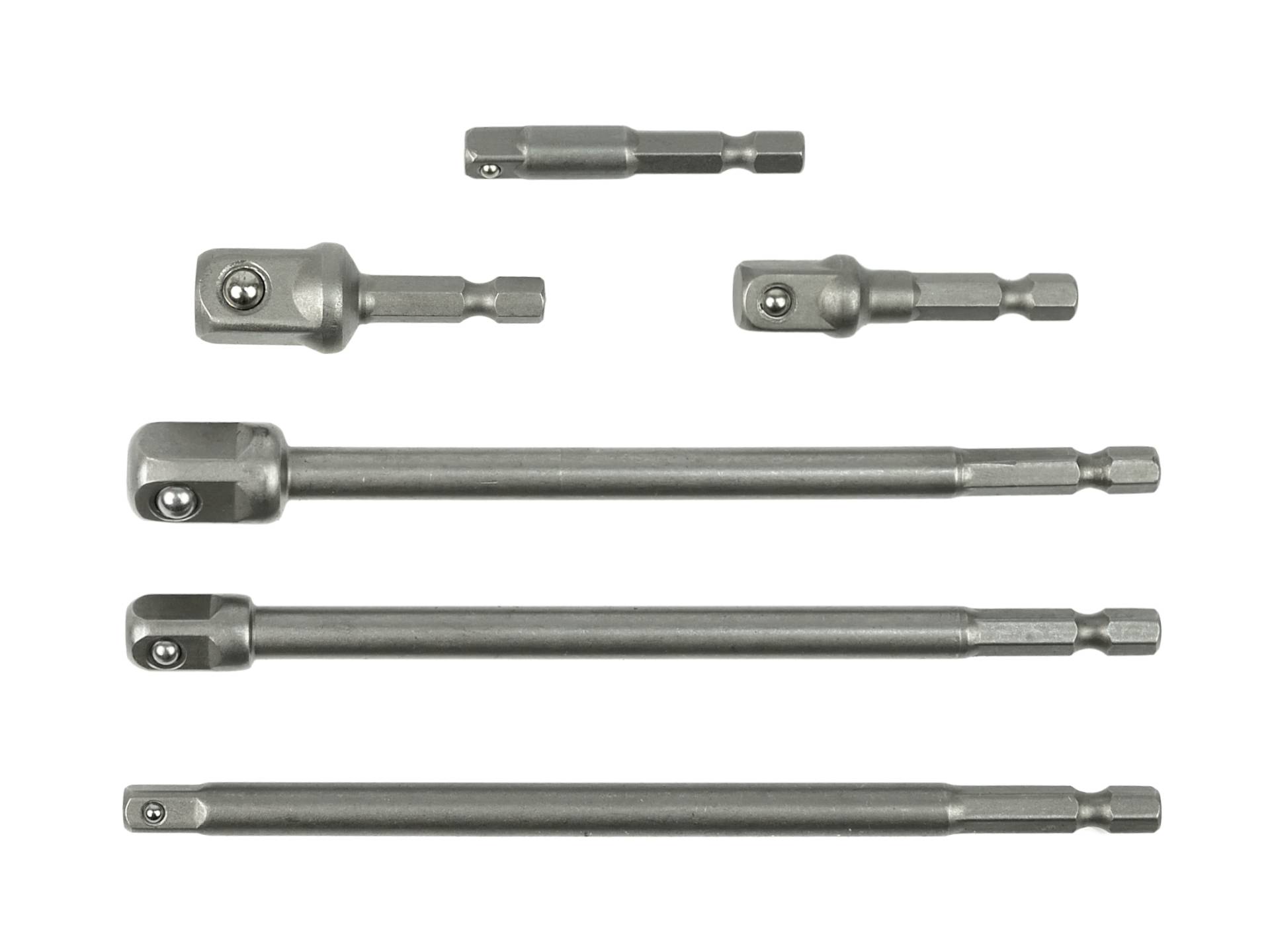 GEKO G10172 Nástavce adaptéry na nástrčné hlavice HEX 1/4" 3/8" 1/2" 6ks sada