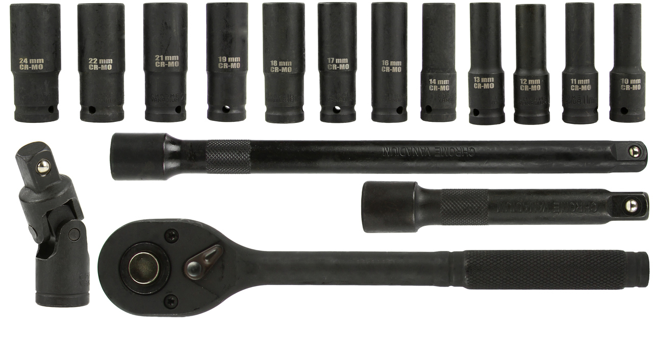 MAR-POL M58232 Nástrčné klíče hlavice gola sada 1/2" 6-hranné BJC 10-24MM 17ks