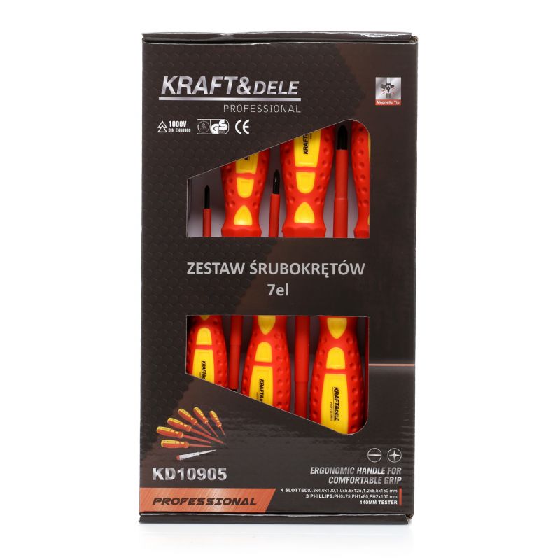 Kraft&Dele KD10905 Sada elektrikářských šroubováků + zkoušečka napětí 7ks